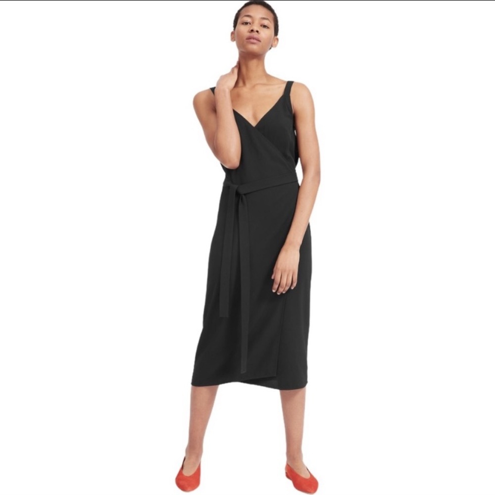 Everlane GoWeave Black Wrap Dress 00 XS